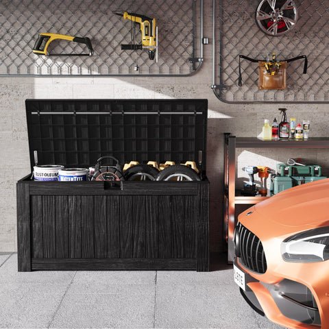 Greesum lockable patio storage box protects cushions and tools