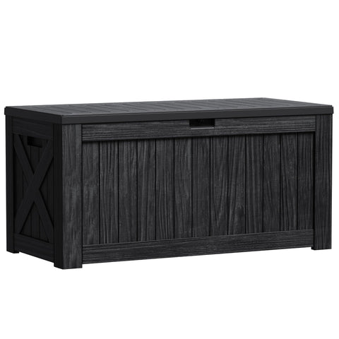 Greesum outdoor storage box with lockable lid for secure yard storage