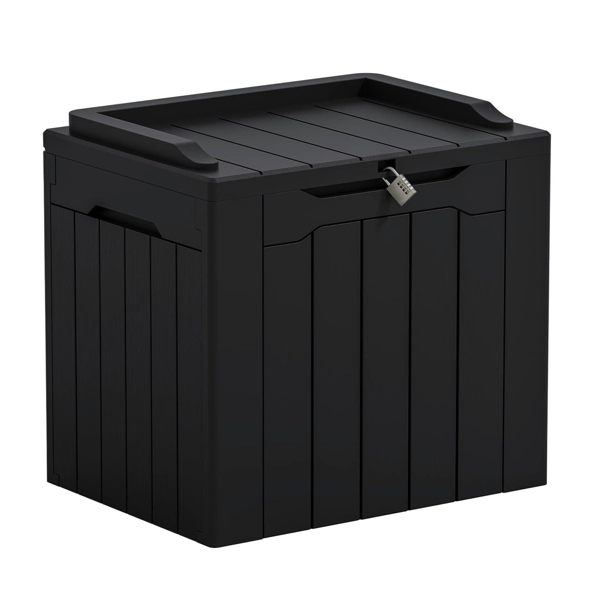 Greesum 31-gallon outdoor storage box with closed lid for patio organization