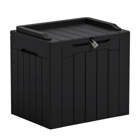 Greesum 31-gallon outdoor storage box with closed lid for patio organization