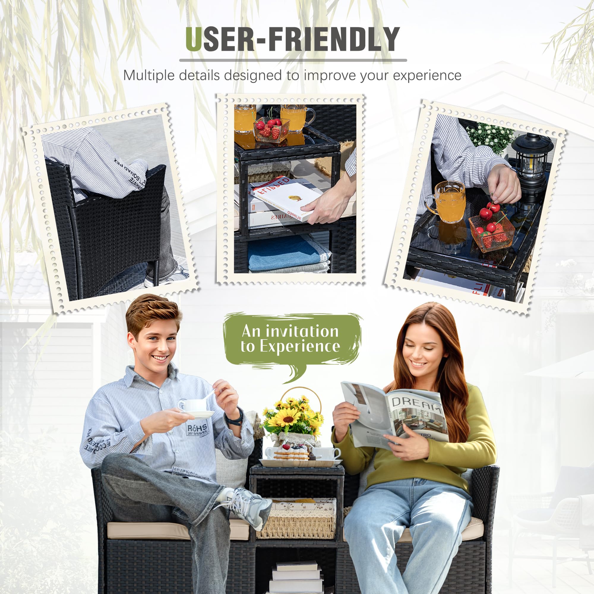 Greesum outdoor wicker durability for patios and poolside areas.