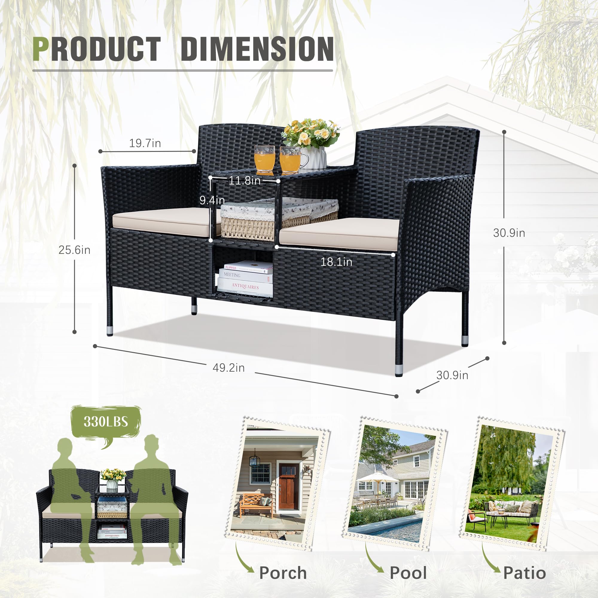 Greesum patio loveseat compact space saving design for small areas.