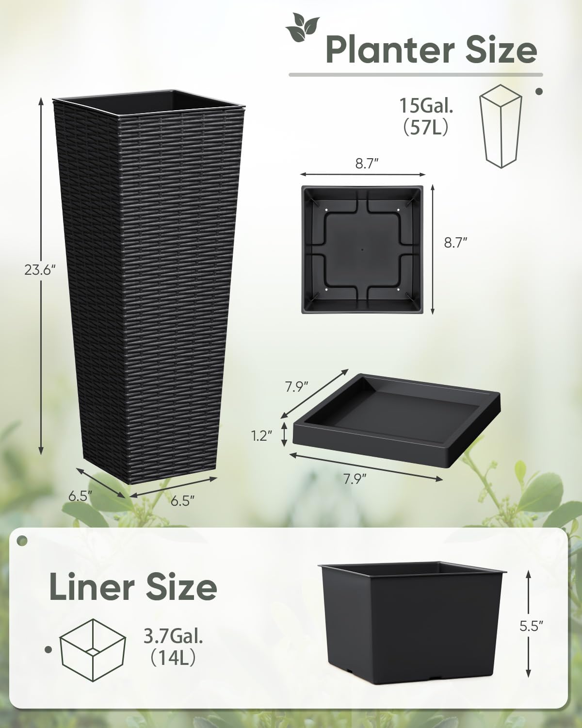 Greesum planter outdoor use shows patio and balcony decor potential.