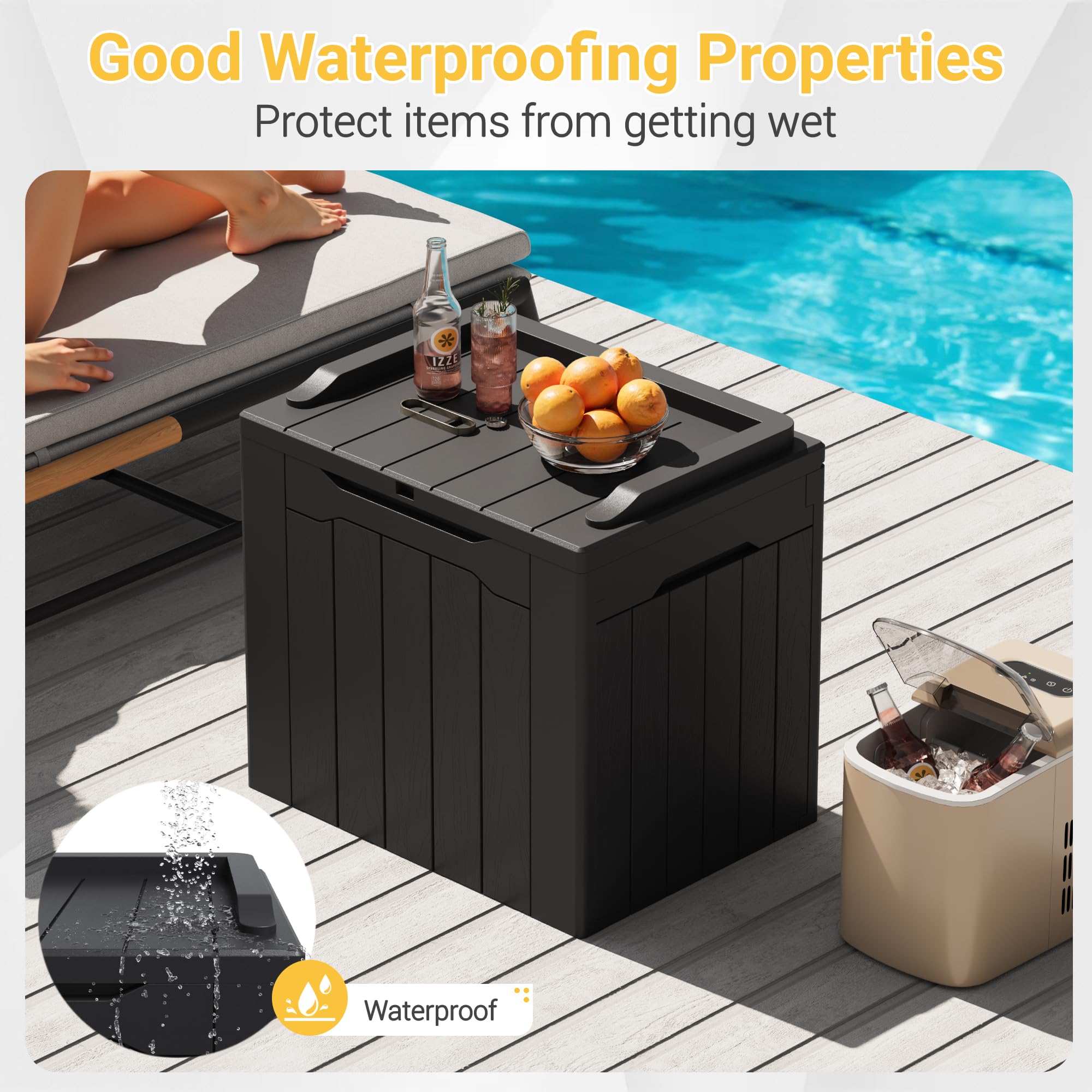 Greesum resin storage box texture in an outdoor setting
