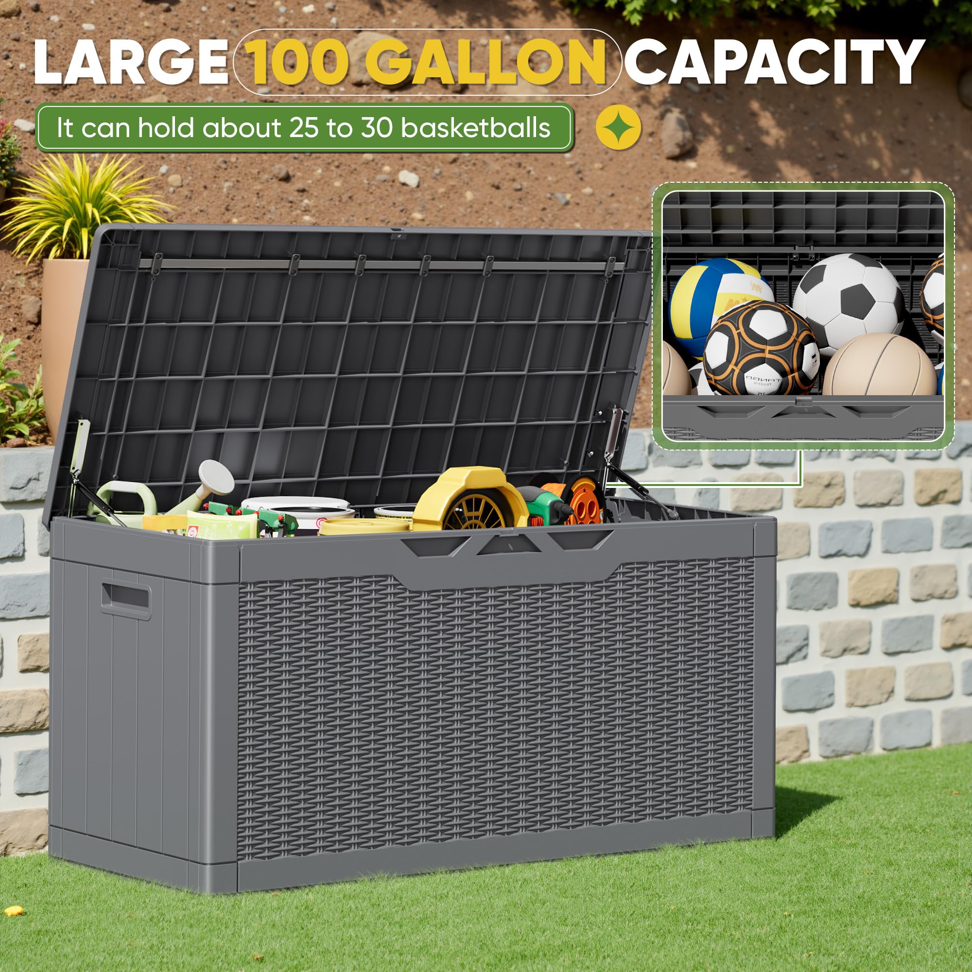 Greesum storage box with side handles for easy repositioning