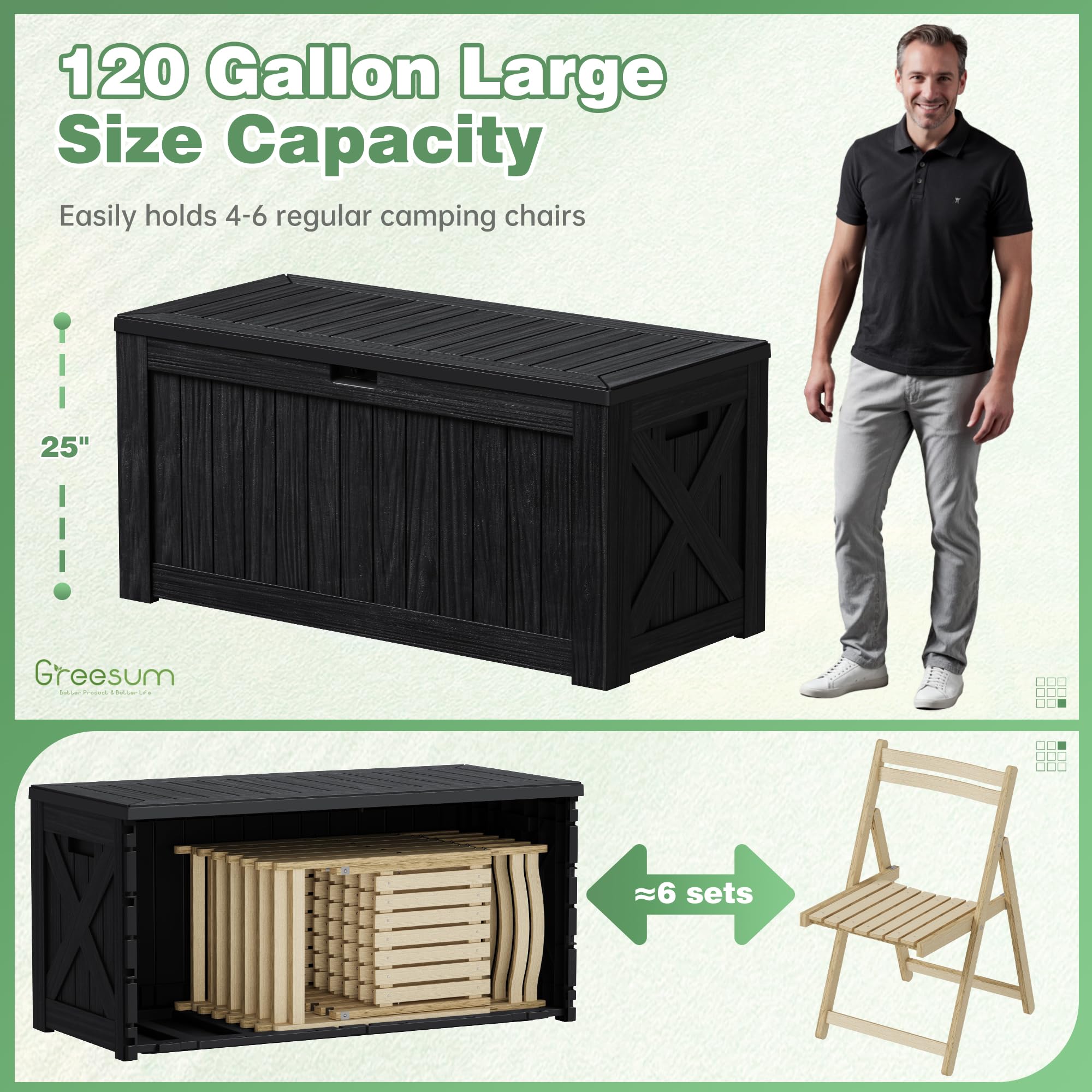 Greesum storage box doubles as a stable outdoor table