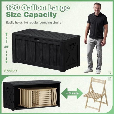 Greesum storage box doubles as a stable outdoor table