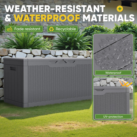 Greesum waterproof and UV resistant box protects pool gear outdoors