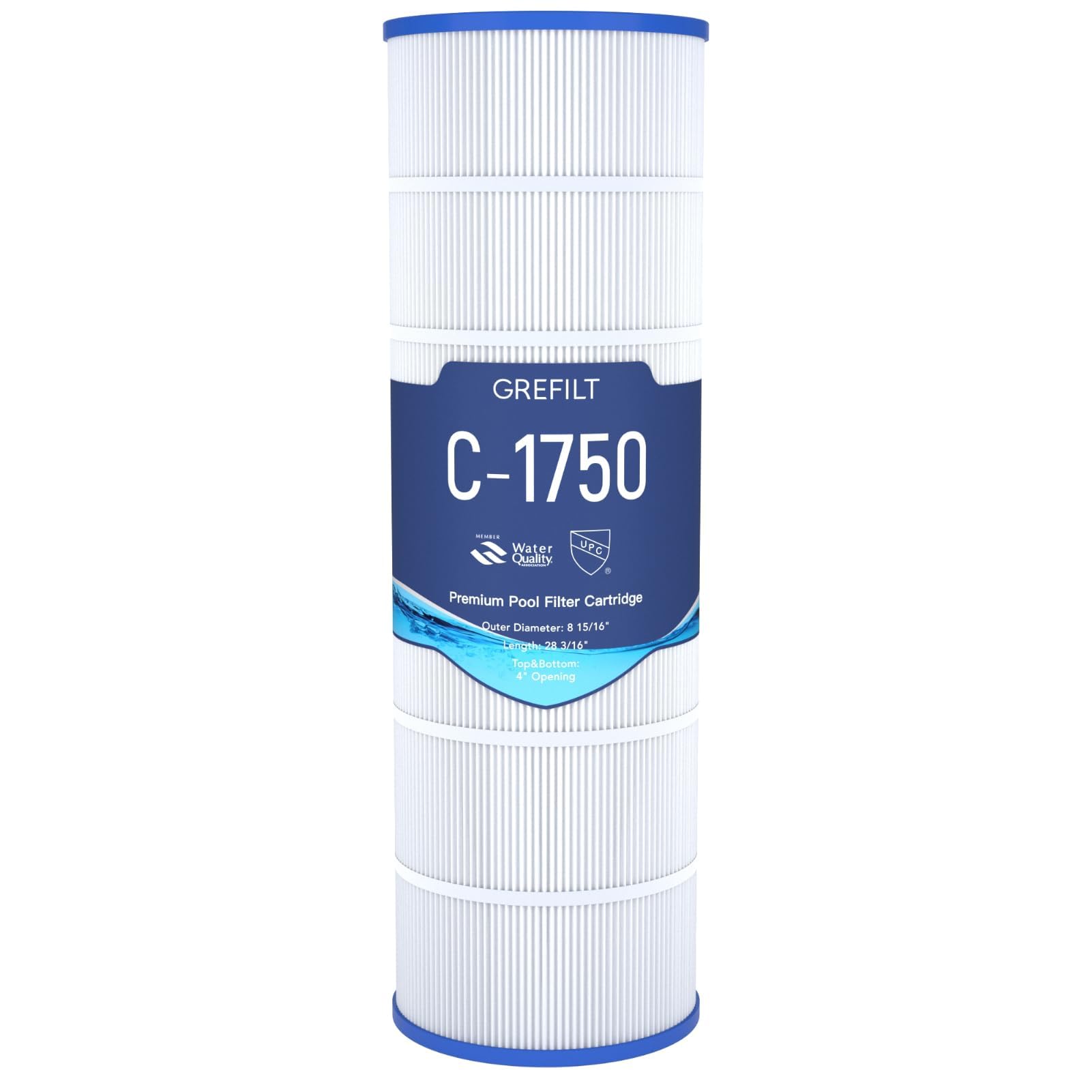 Grefilt C1750 pool filter cartridge full view highlighting compatibility with Hayward models