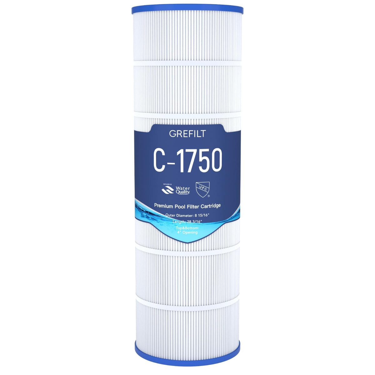 Grefilt C1750 pool filter cartridge full view highlighting compatibility with Hayward models