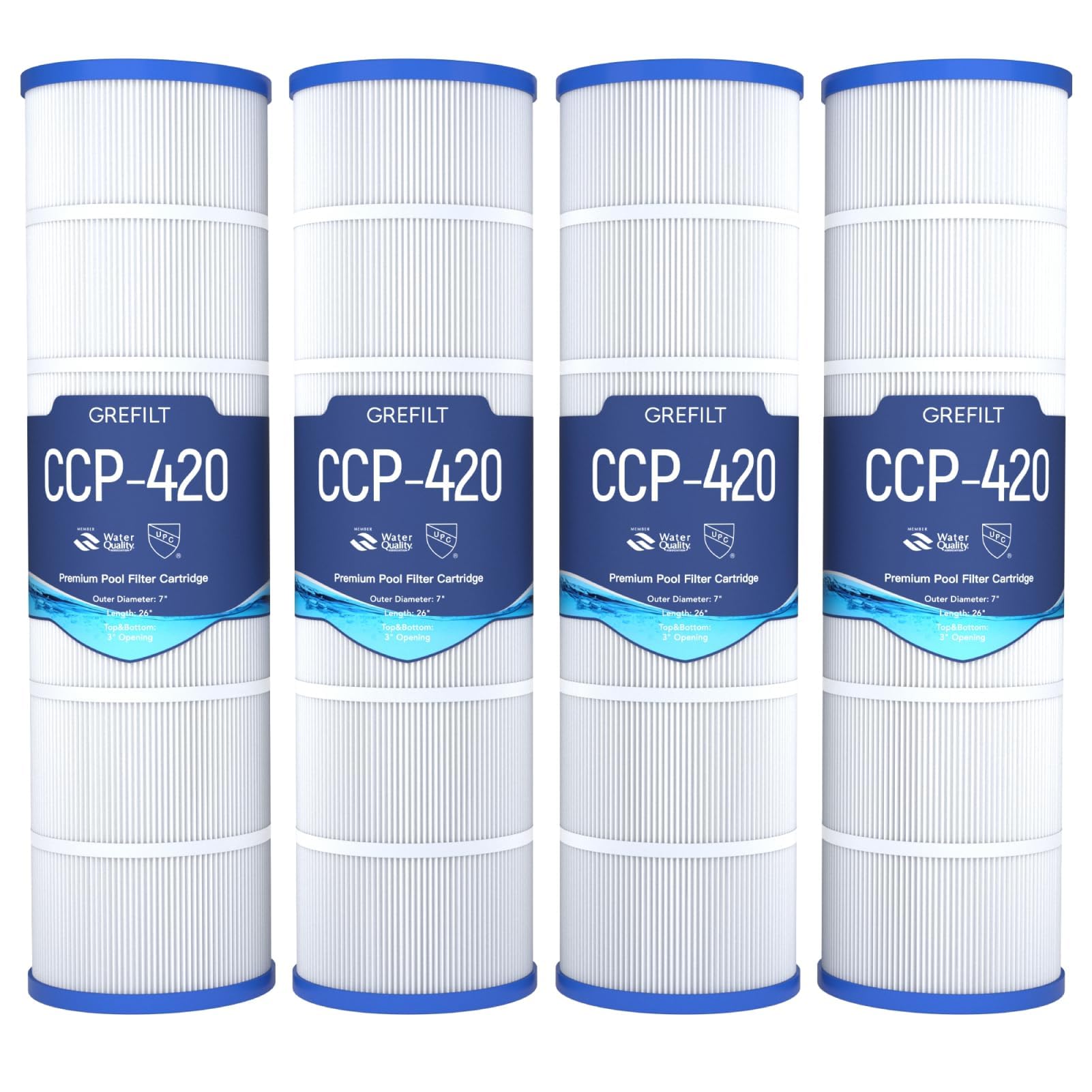 Grefilt CCP420 pool filter front view for clear water and easy maintenance.