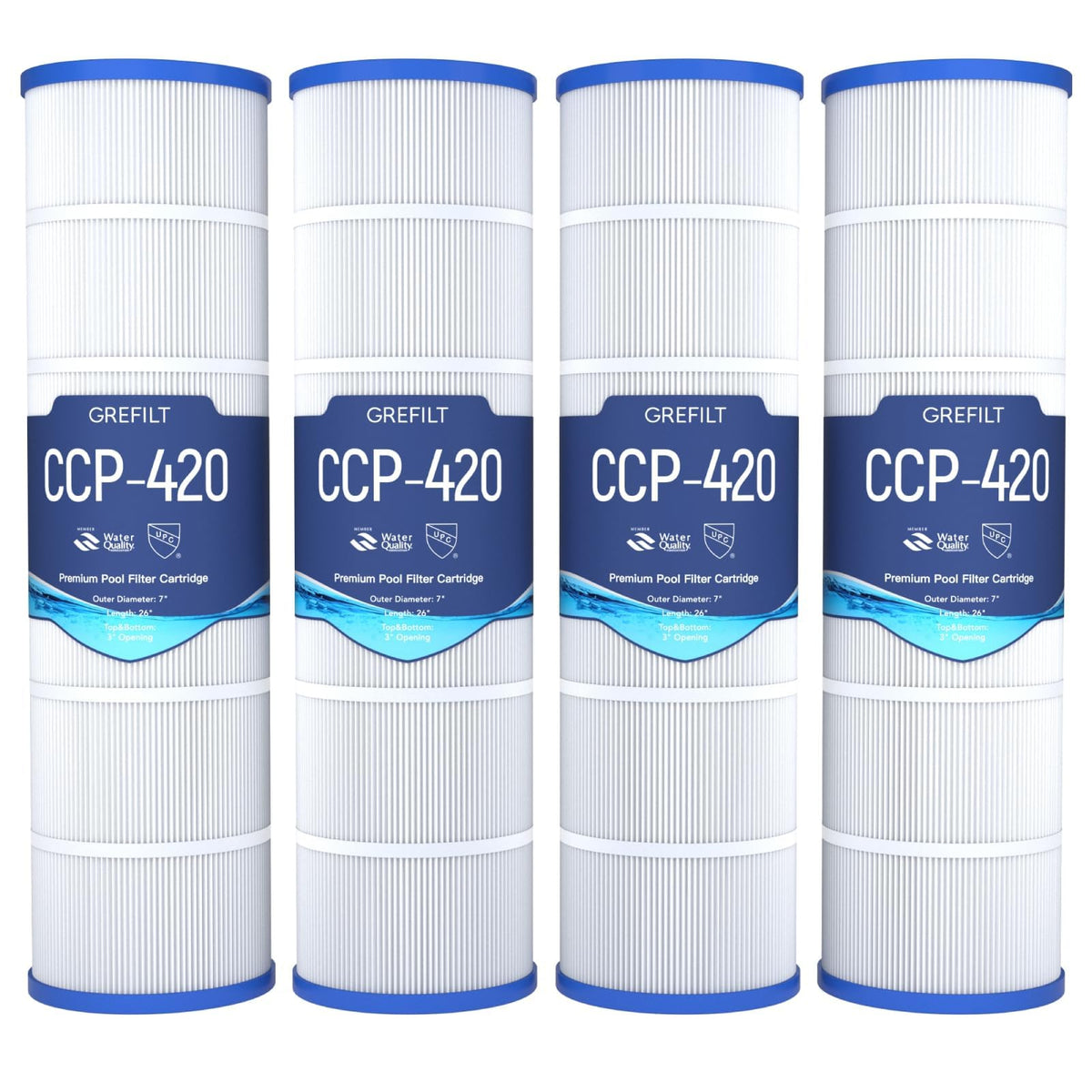 Grefilt CCP420 pool filter front view for clear water and easy maintenance.