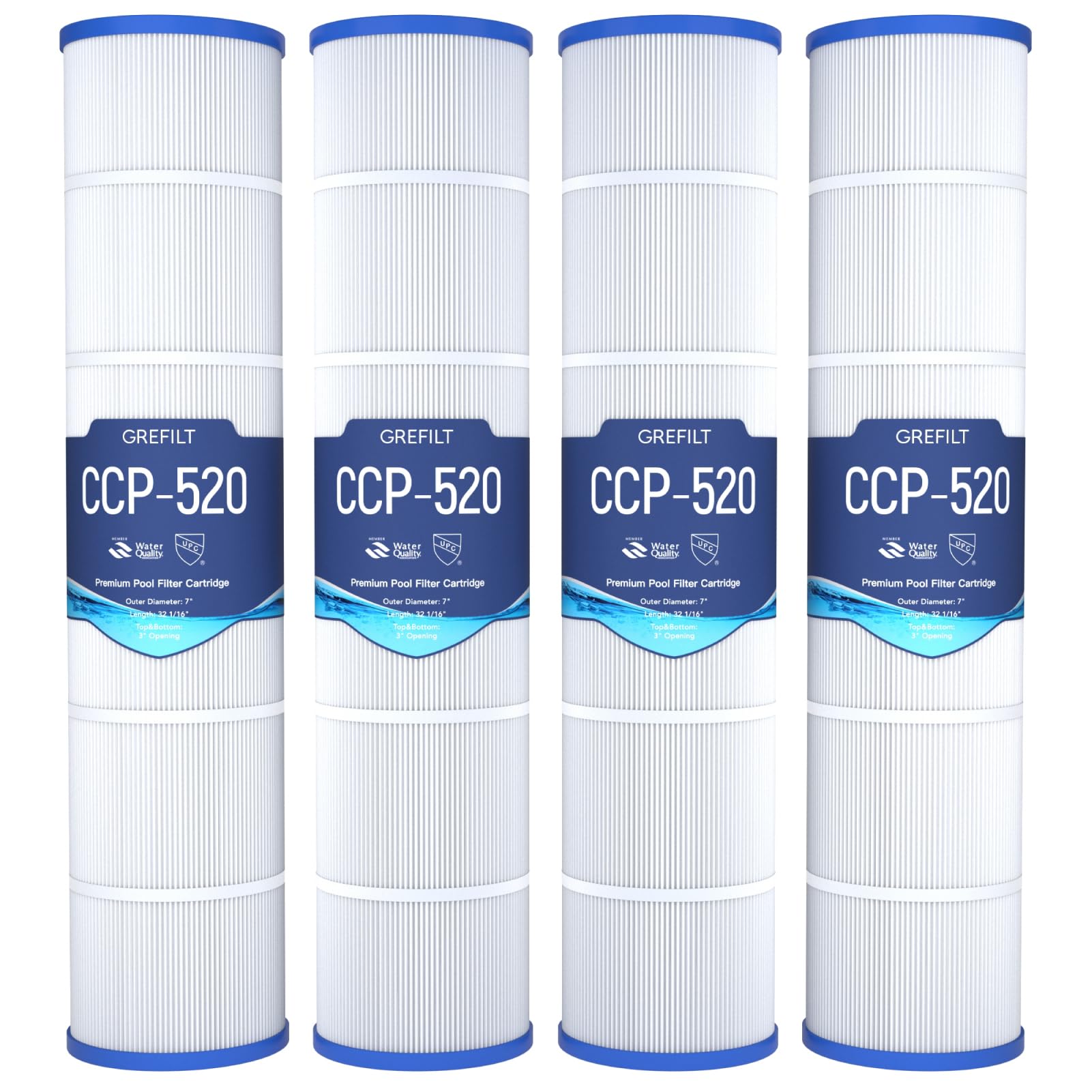 Grefilt CCP520 cartridge setup showing Pentair compatibility