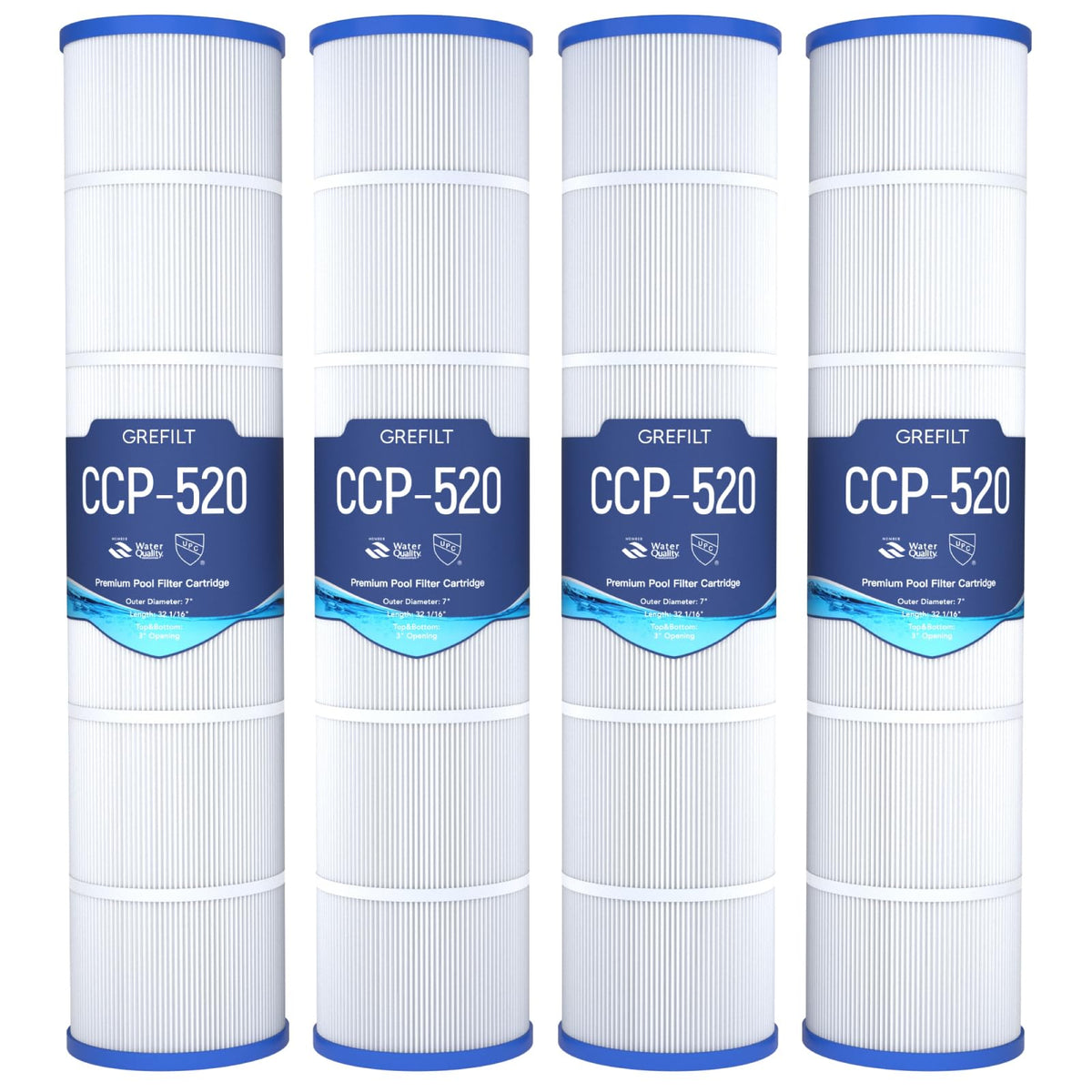 Grefilt CCP520 cartridge setup showing Pentair compatibility