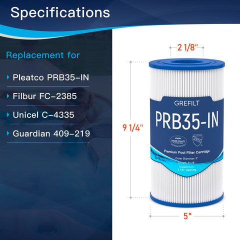 Grefilt hot tub filter compatible with Guardian 409-219 for reliable filtration.