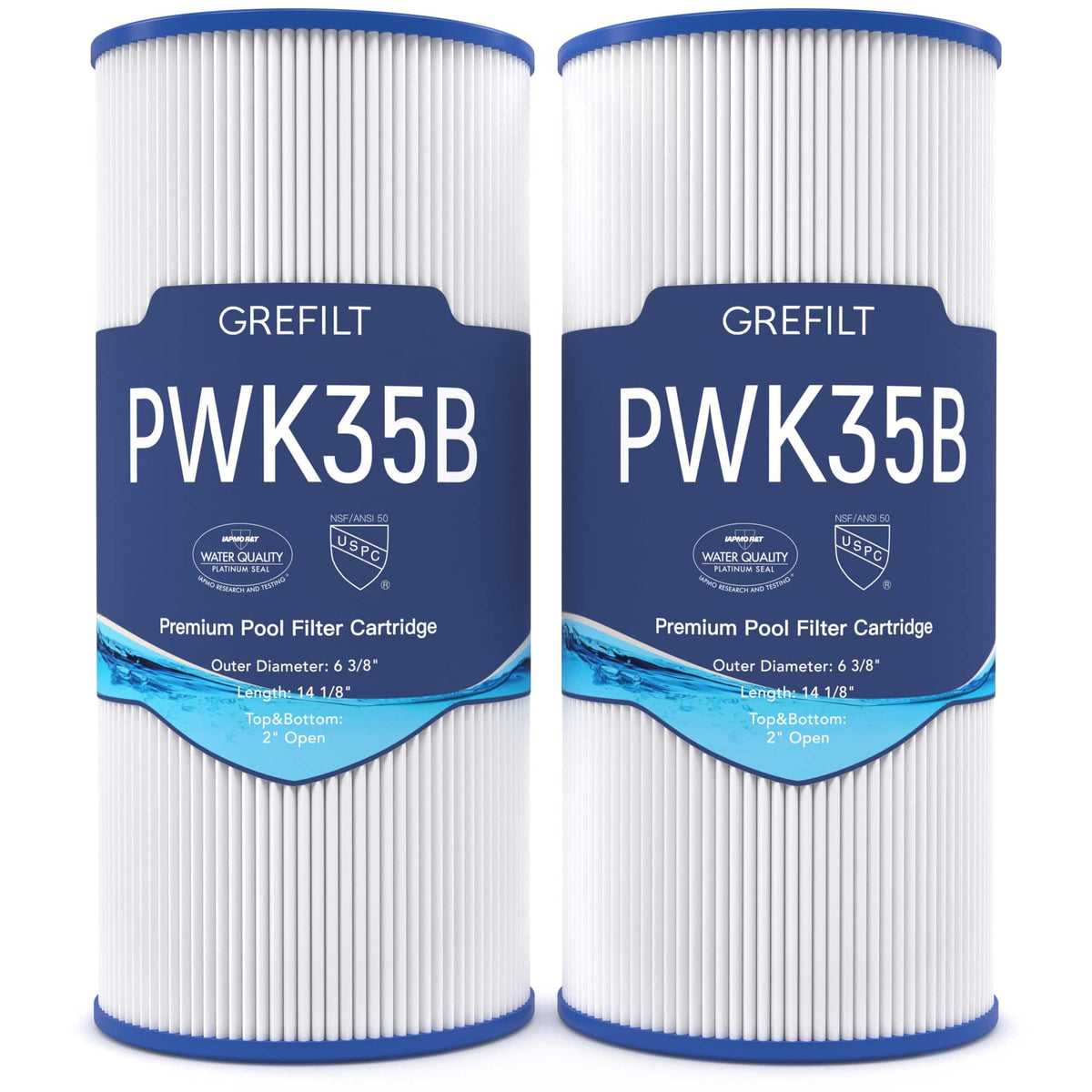 Grefilt PWK35B filter cartridge for hot tub, compatible with Limelight and similar spa models.