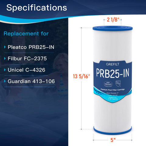 Grefilt compatible PRB25-IN filter alignment and fit for Guardian spas