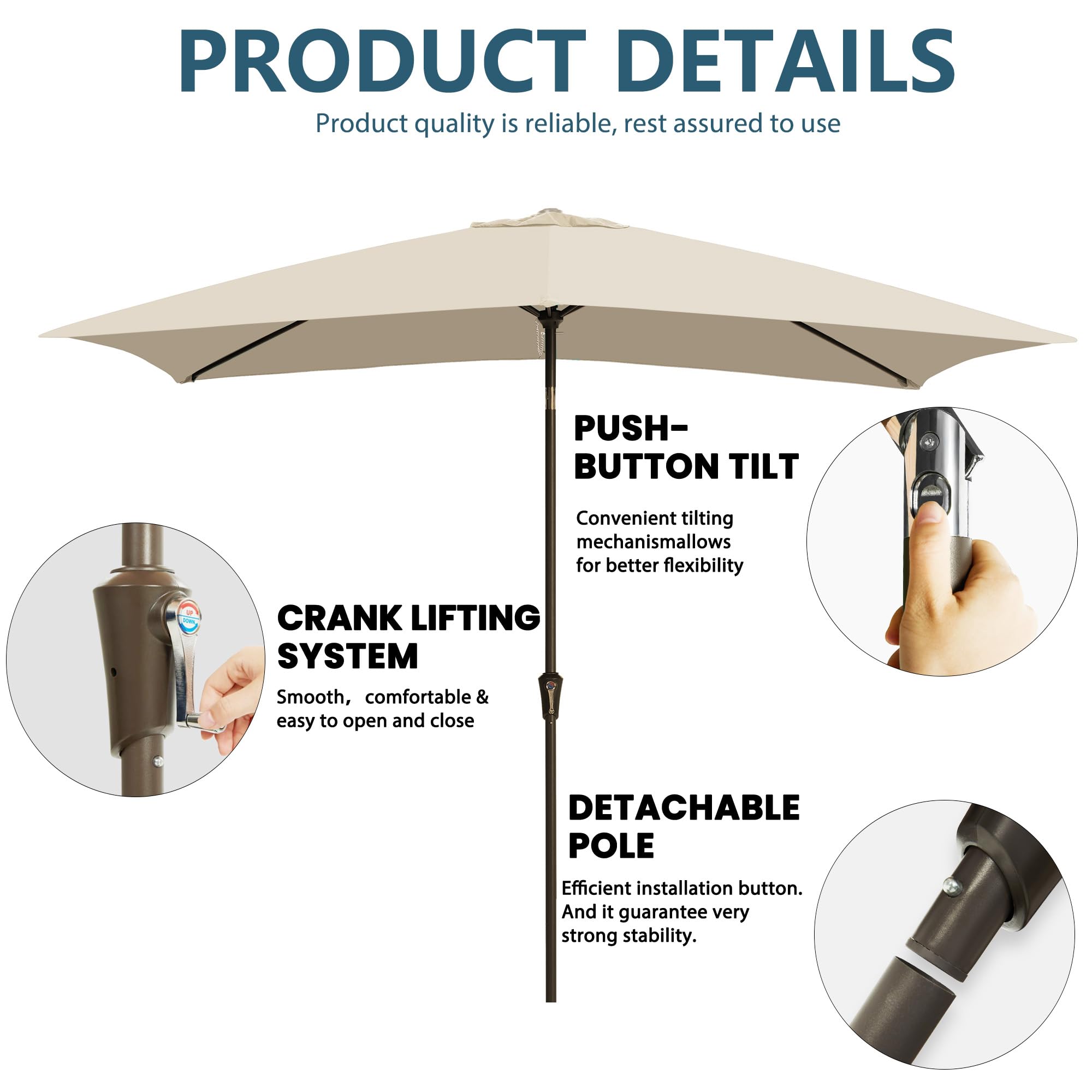 GREFORG crank lift provides smooth opening and closing for easy setup.