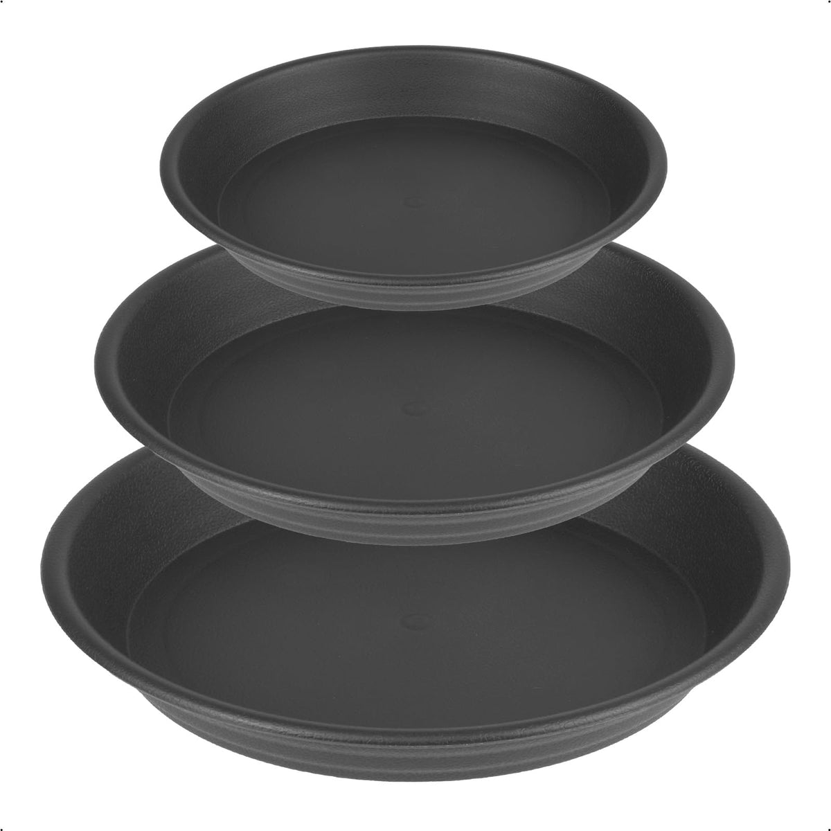 GREGICH 6-inch plastic plant saucer protecting surfaces from water damage.
