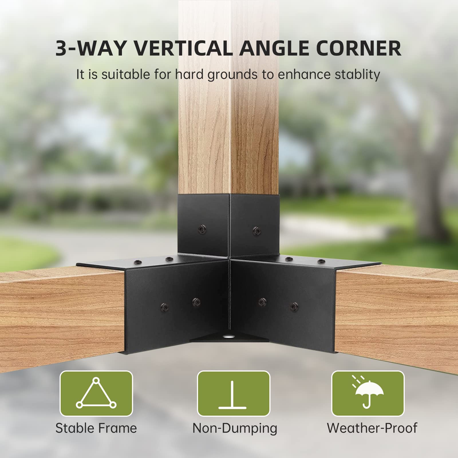 Grehitk pergola brackets during assembly with screws for quick setup.