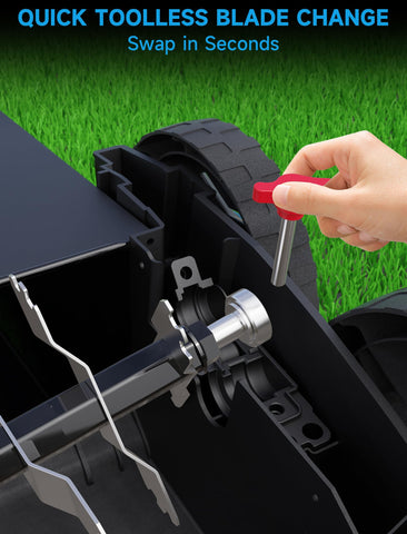 Grelawner 5-position depth adjustment tunes scarifying and dethatching depth for your lawn.