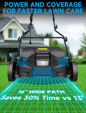 Grelawner brushless 15.5A copper motor delivers reliable power for heavy-duty dethatching.