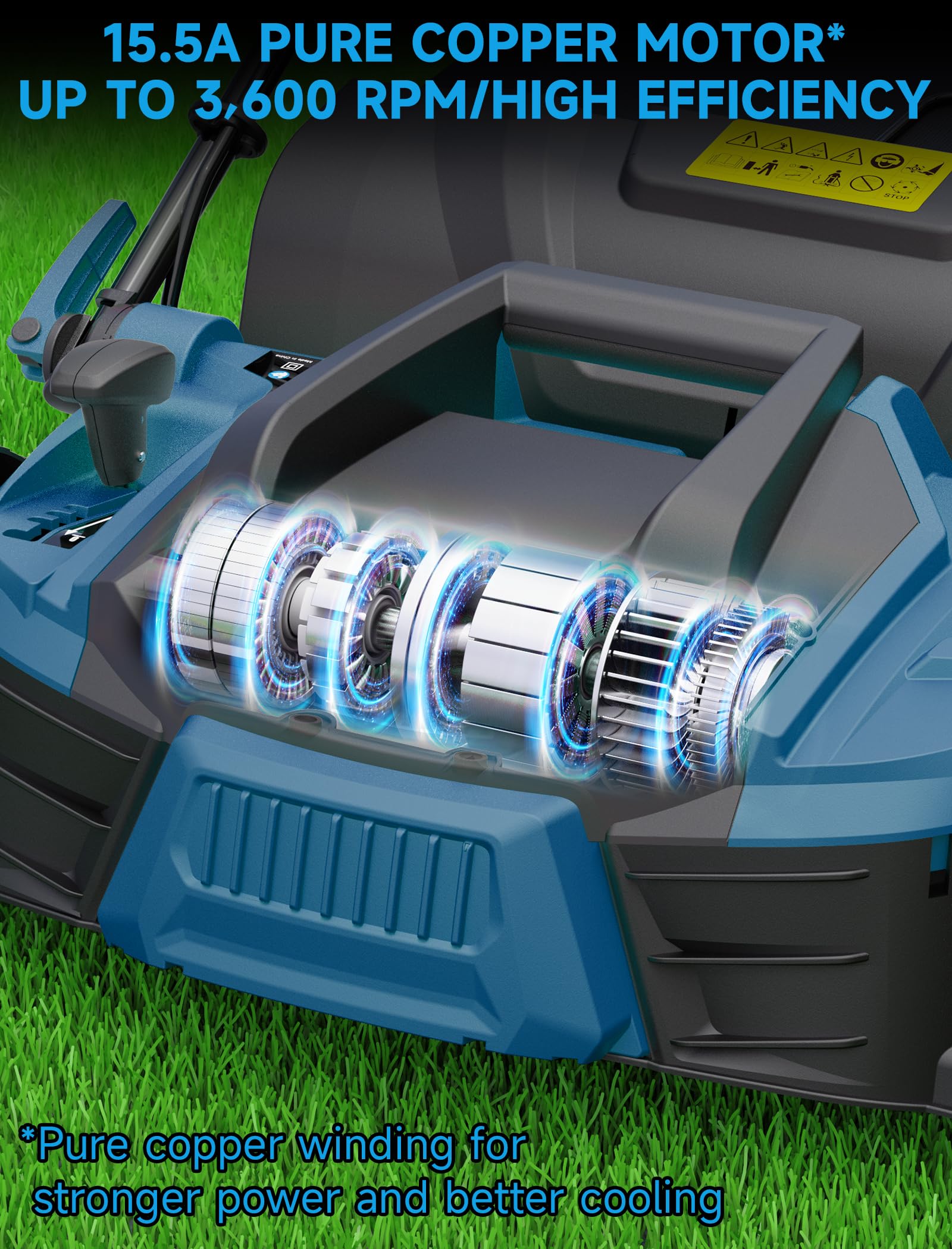 Grelawner 16-inch foldable handle allows compact storage when not in use.