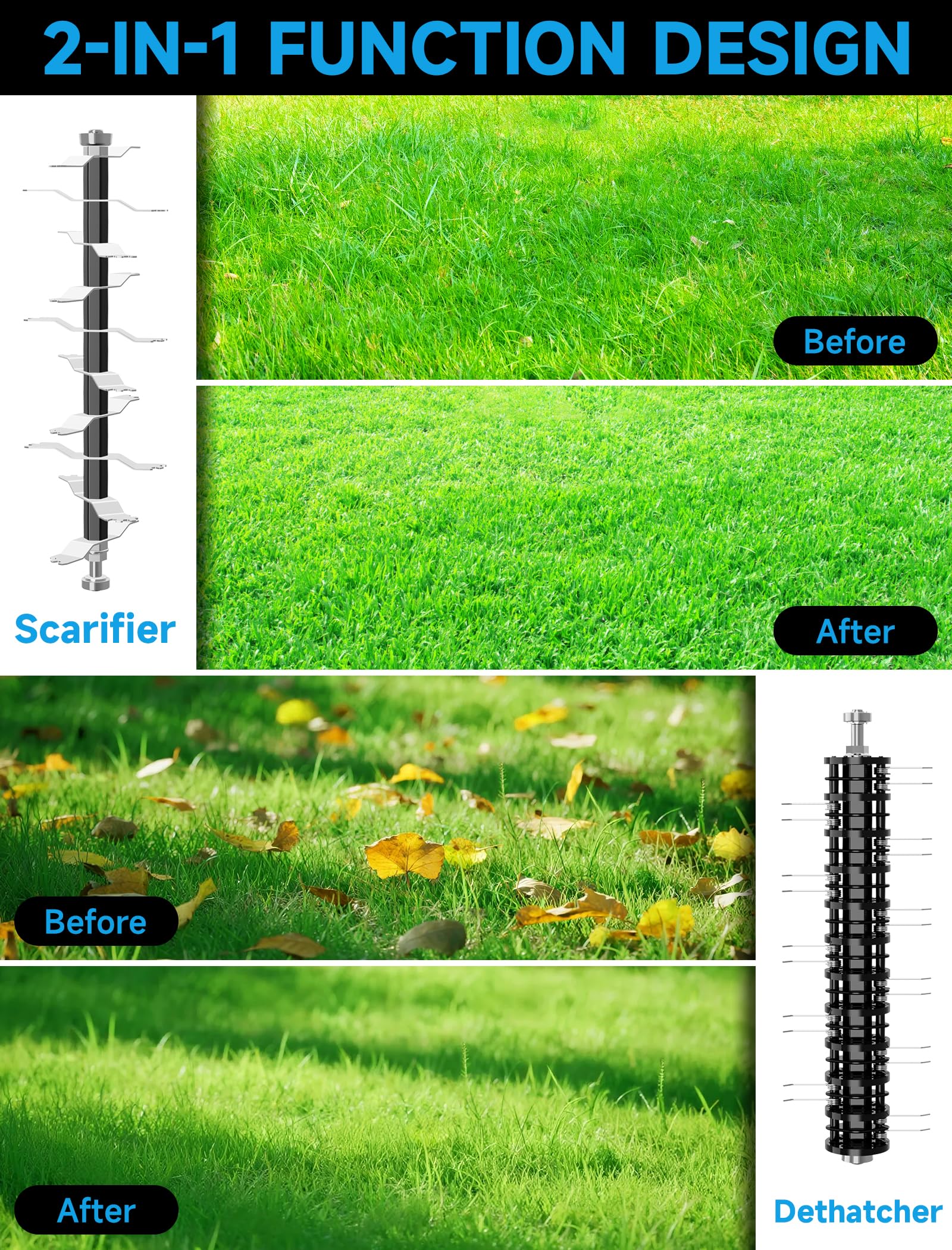 Grelawner removable 14.5-gallon bag simplifies debris collection and yard cleanup.