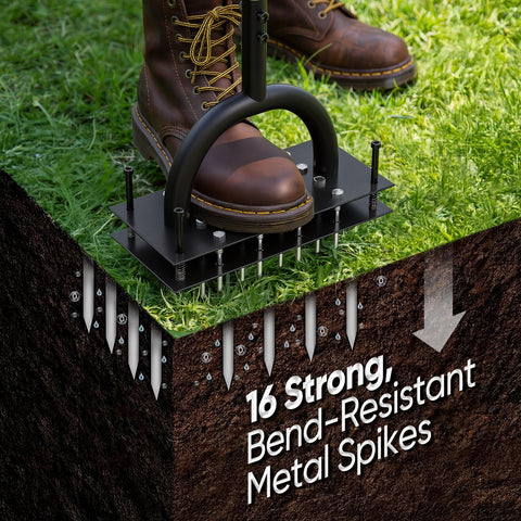 Grenebo aerator showing the 4x4 spike layout for efficient coverage