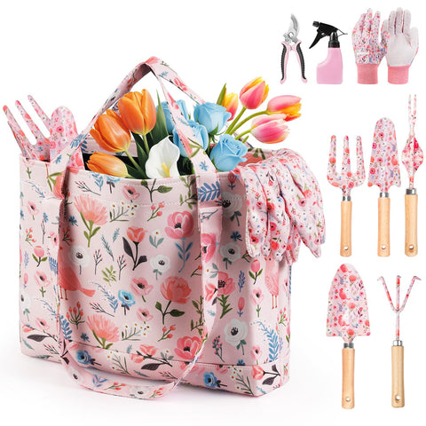 Grenebo floral-design garden tools shown for stylish, durable gardening use.