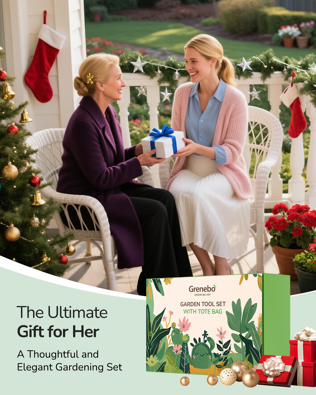 Grenebo floral tote bag keeps tools organized and portable.