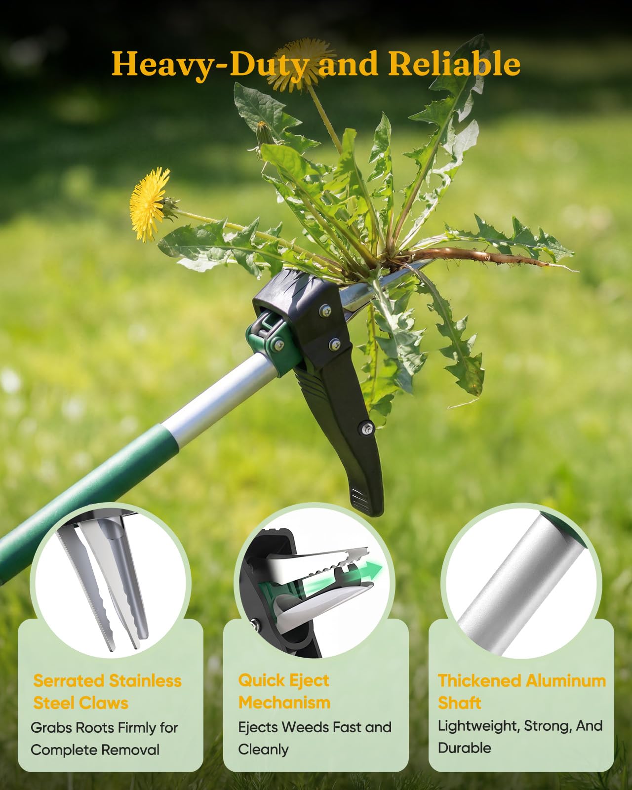 Grenebo weed puller foot pedal action for effortless extraction