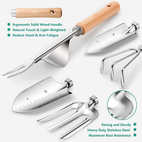 Grenebo 9-piece garden tool set with cultivator for looser soil and root aeration.