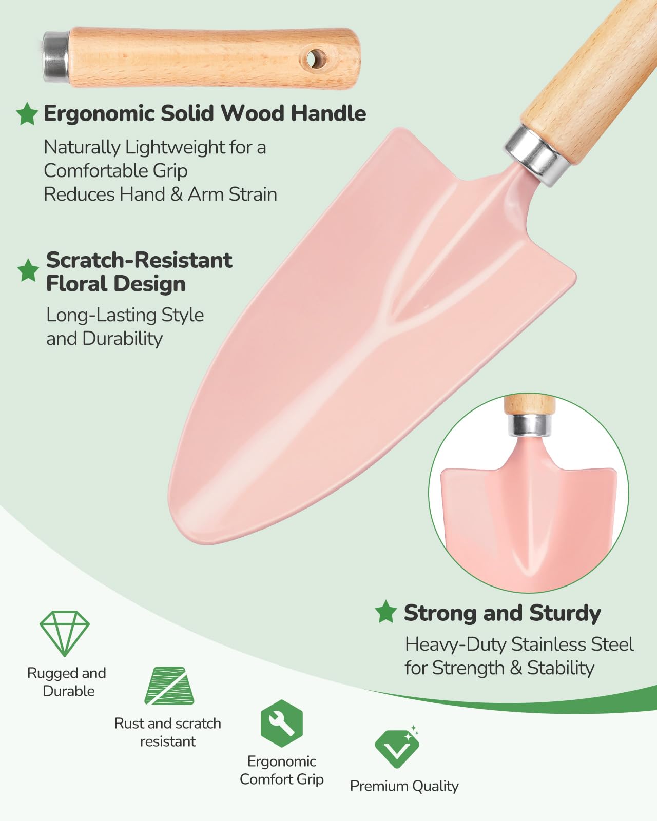 Grenebo hand rake with ergonomic grip for soil loosening