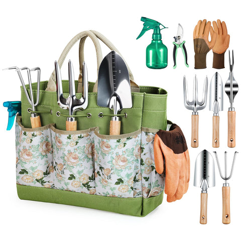 Grenebo 8-tool garden set with stylish tote bag for organized gardening