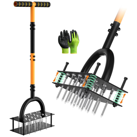 Grenebo lawn aerator with 16 spikes delivers deep, even aeration for healthier turf.