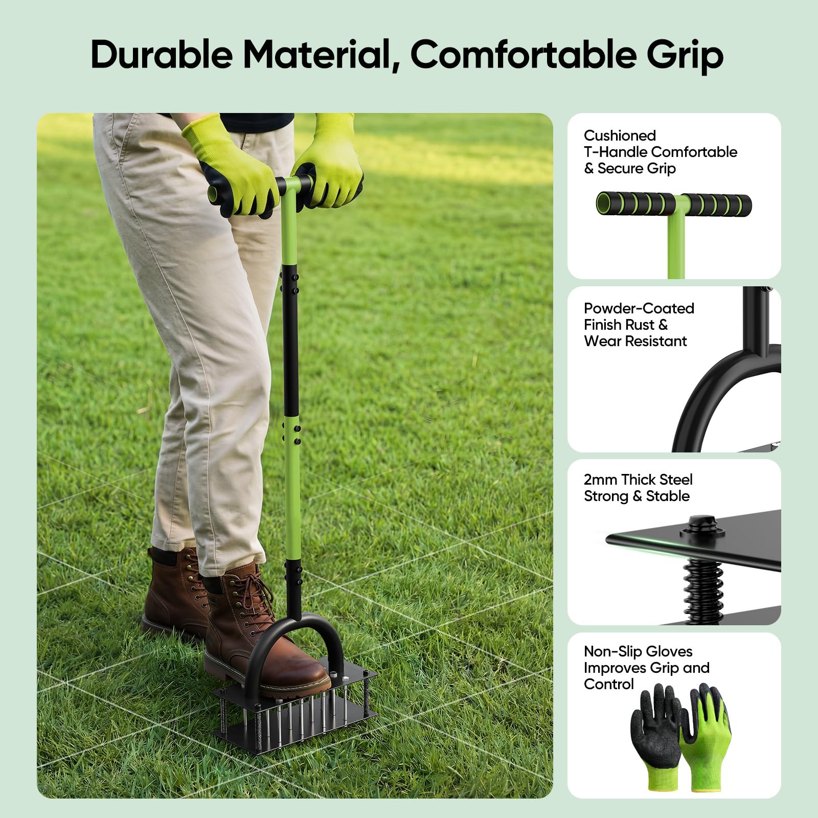 Spikes retract on Grenebo aerator for safe, compact storage