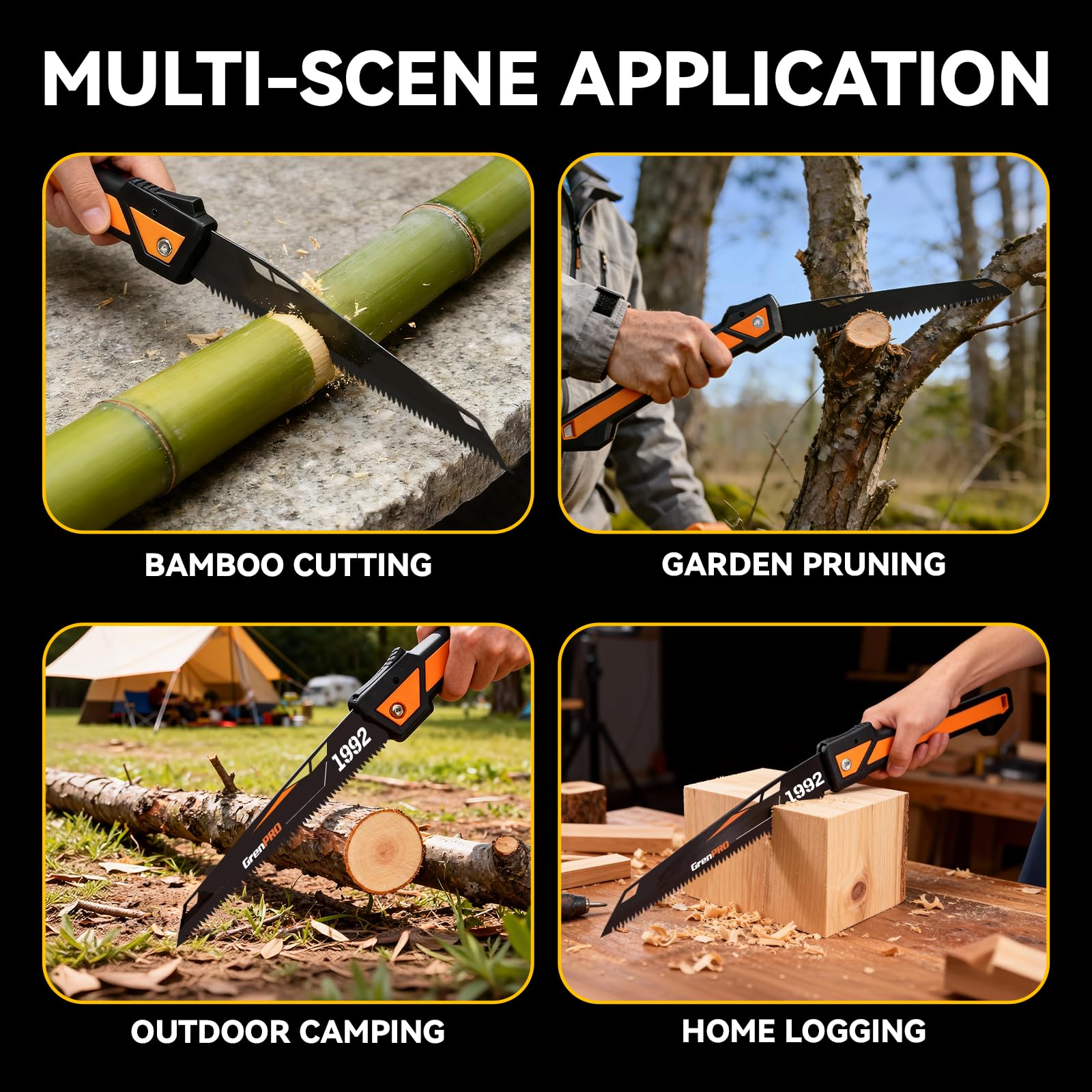 GRENPRO folding saw ergonomic handle provides secure, comfortable grip