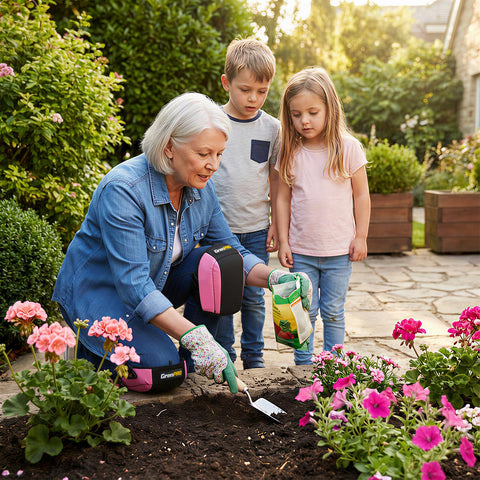 GRENPRO Garden Knee Pads worn for gardening and floor tasks.