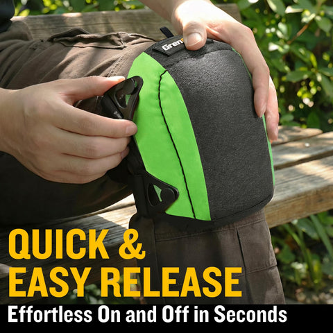 GRENPRO knee pads with adjustable straps shown in use for gardening