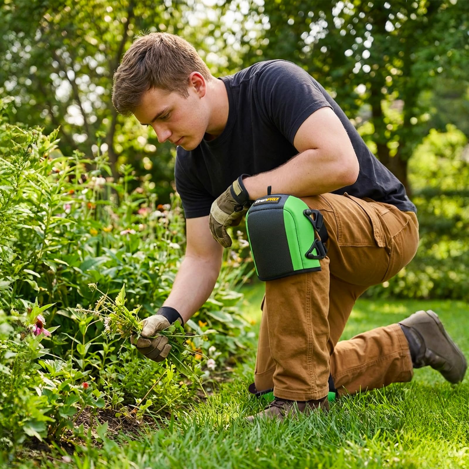 GRENPRO knee pads ready for gardening and groundwork on uneven surfaces