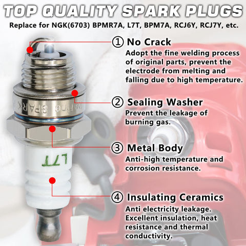 GREPSPUD L7T spark plug designed for Husqvarna and Stihl compatibility.