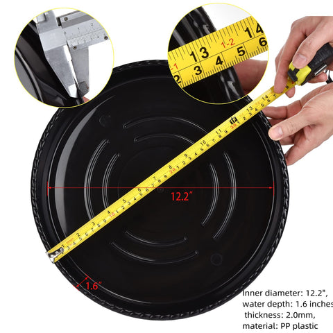 GRESPRI 14 inch black plant saucer glossy finish resists dirt and wipes clean easily