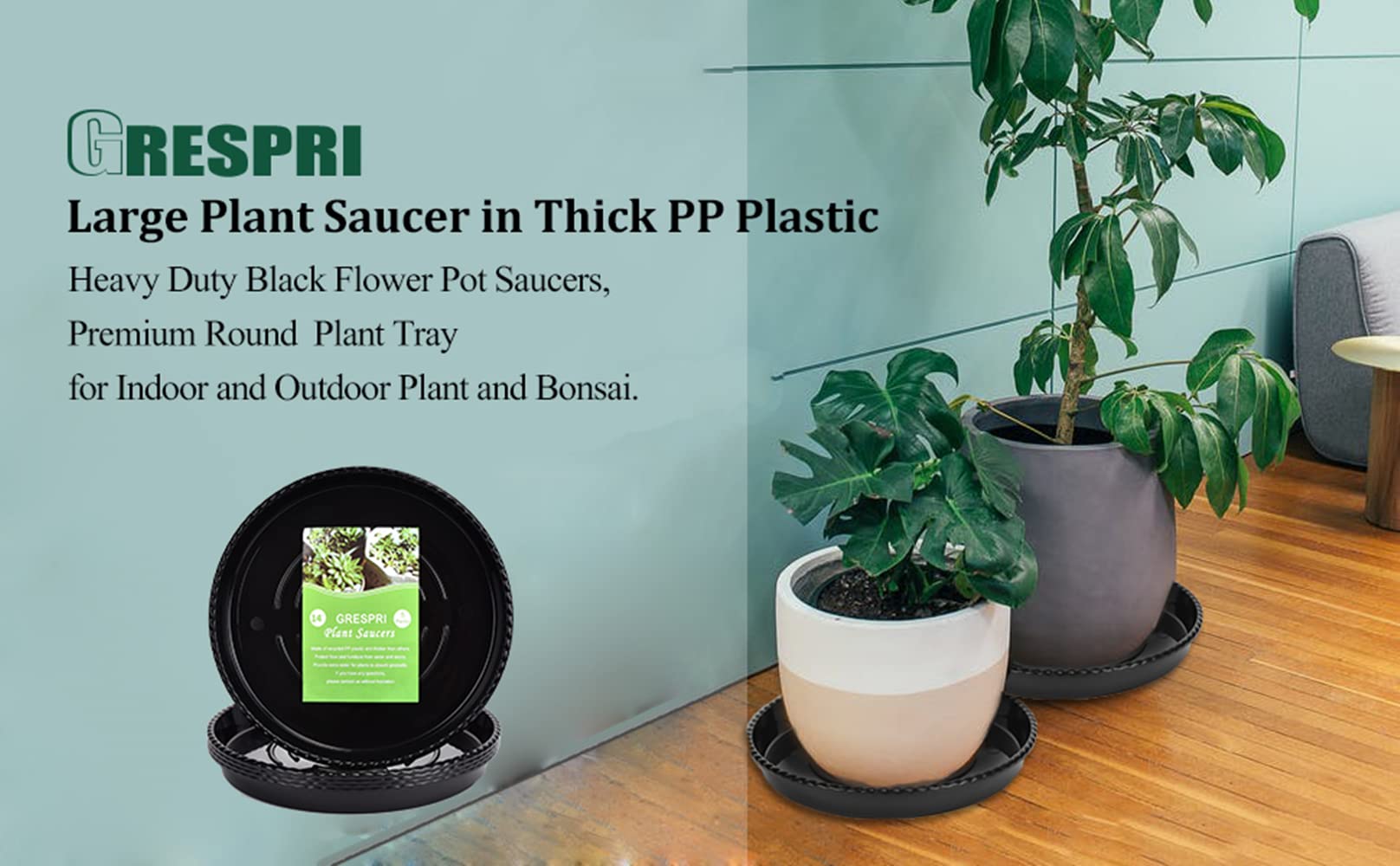 GRESPRI ridged base design promotes drainage and airflow beneath pots