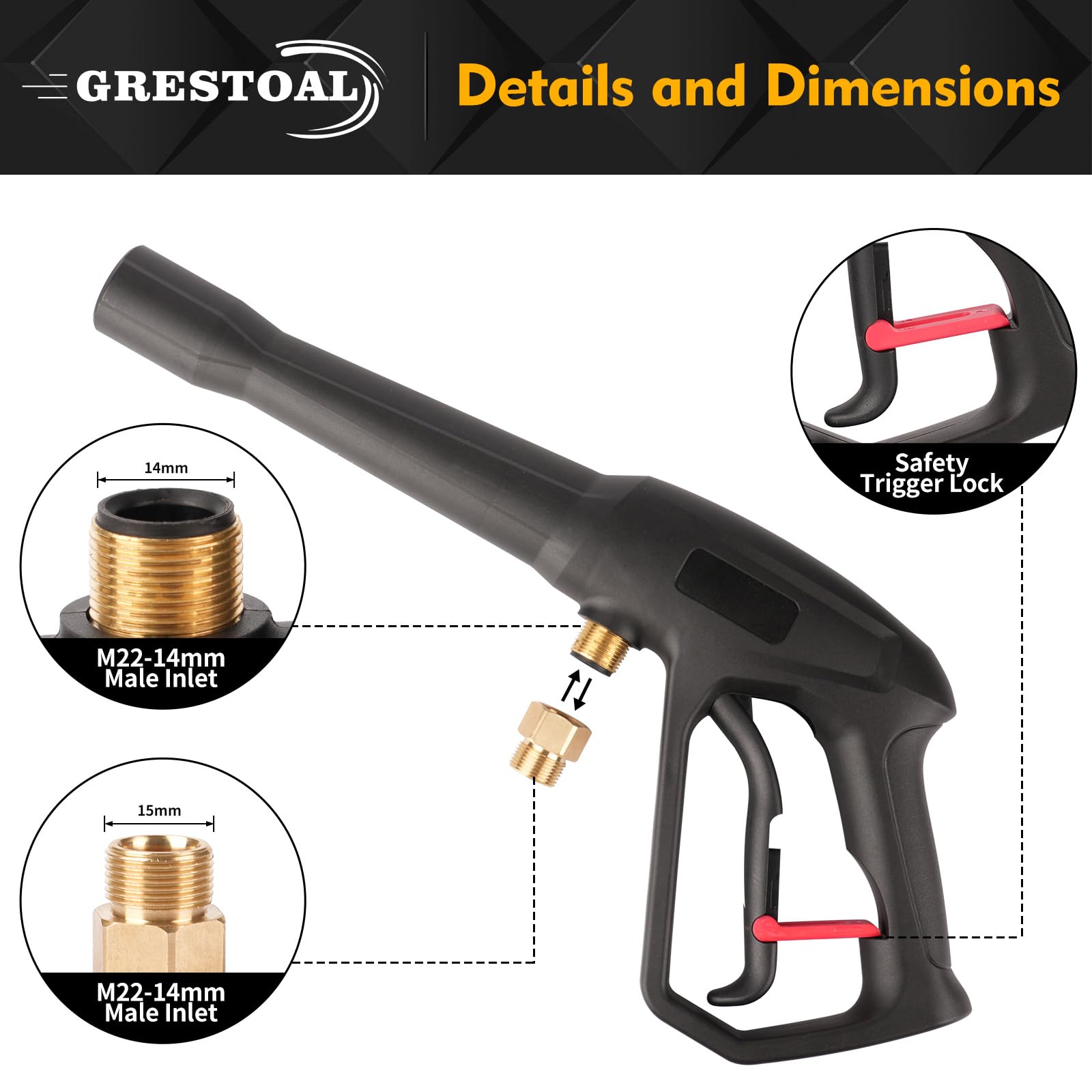 GRESTOAL extension wand 16-inch extends reach to tight areas.