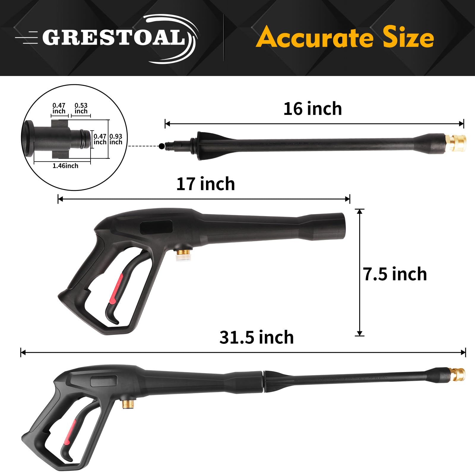 GRESTOAL five-color spray nozzle tips offer precise cleaning angles.