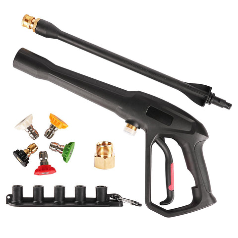 GRESTOAL pressure washer gun with extension wand for hard-to-reach spots.