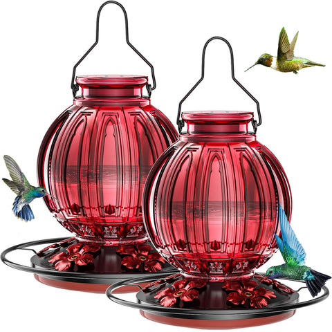 Grete Gotye two-pack glass hummingbird feeder for outdoors with durable garden decor.