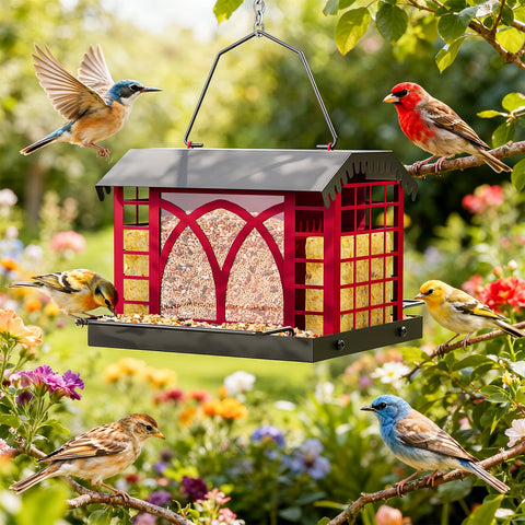 Grete Gotye bird feeder two perches for resting birds.