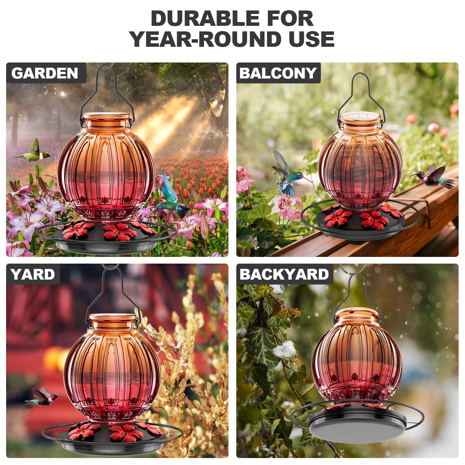 Clear glass bottle showing nectar level at a glance